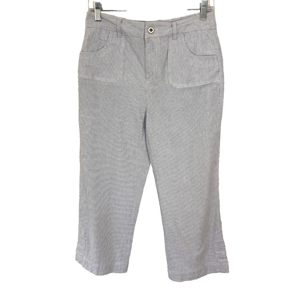 Christopher and Banks Striped Linen Blend‎ Capris Sz 4 Coastal Nautical Casual